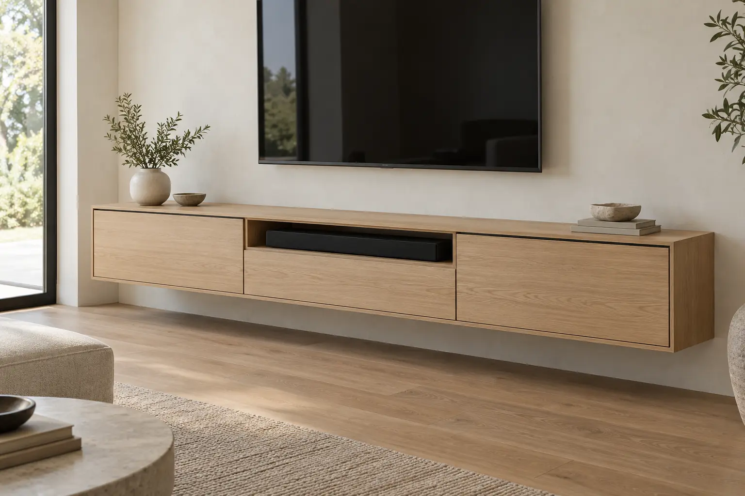 Floating Oak Media Console — design inspiration
