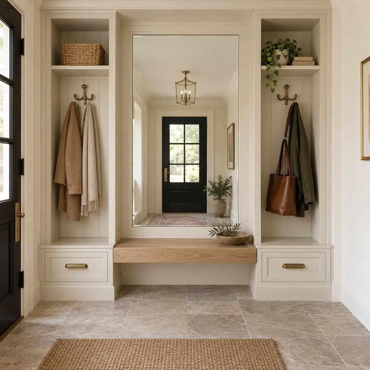 Built In Hall Tree With Mirror — design inspiration