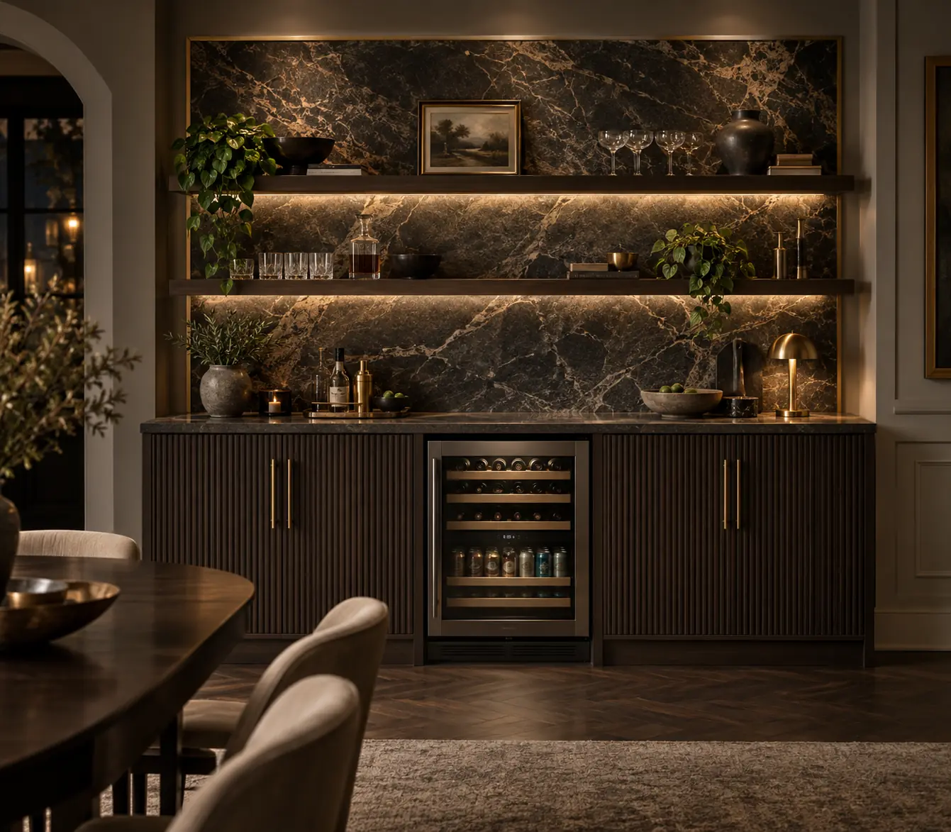 Luxe Dry Bar With Fluted Fronts — design inspiration