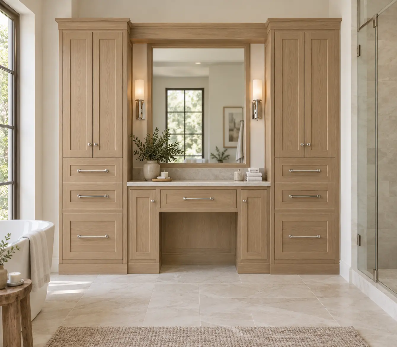 Bathroom Linen Tower and Vanity Bridge — design inspiration