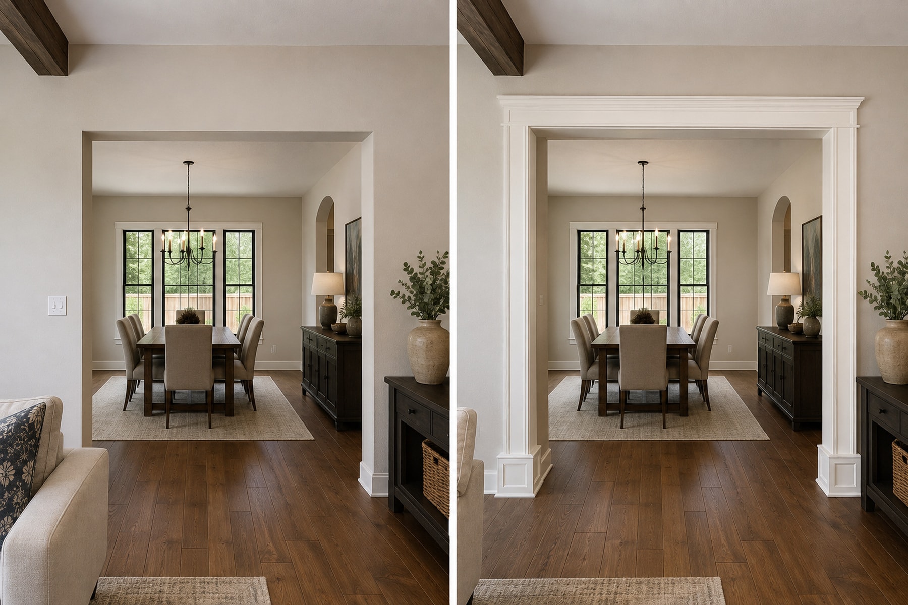 Arched plaster-to-trim opening