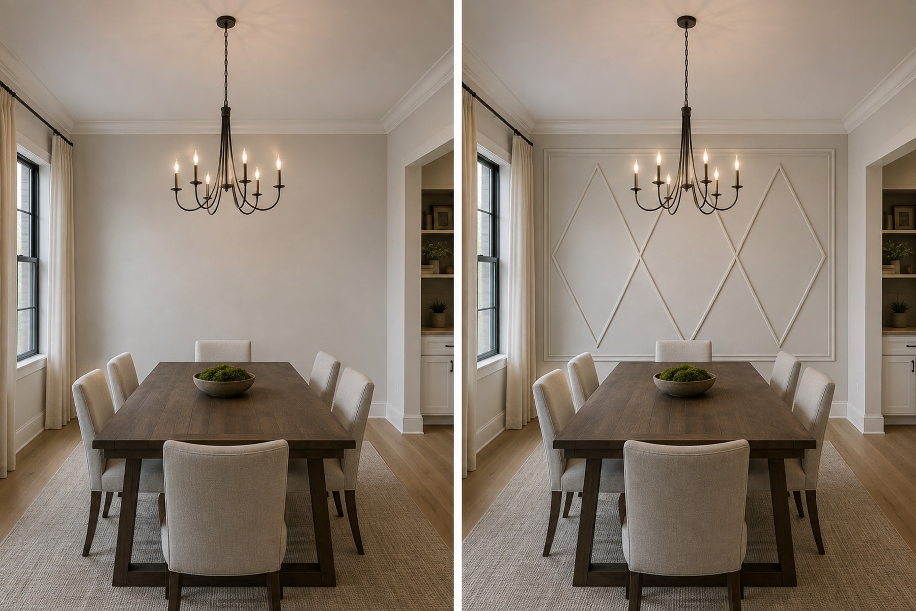 Arched plaster-to-trim opening — illustrative design