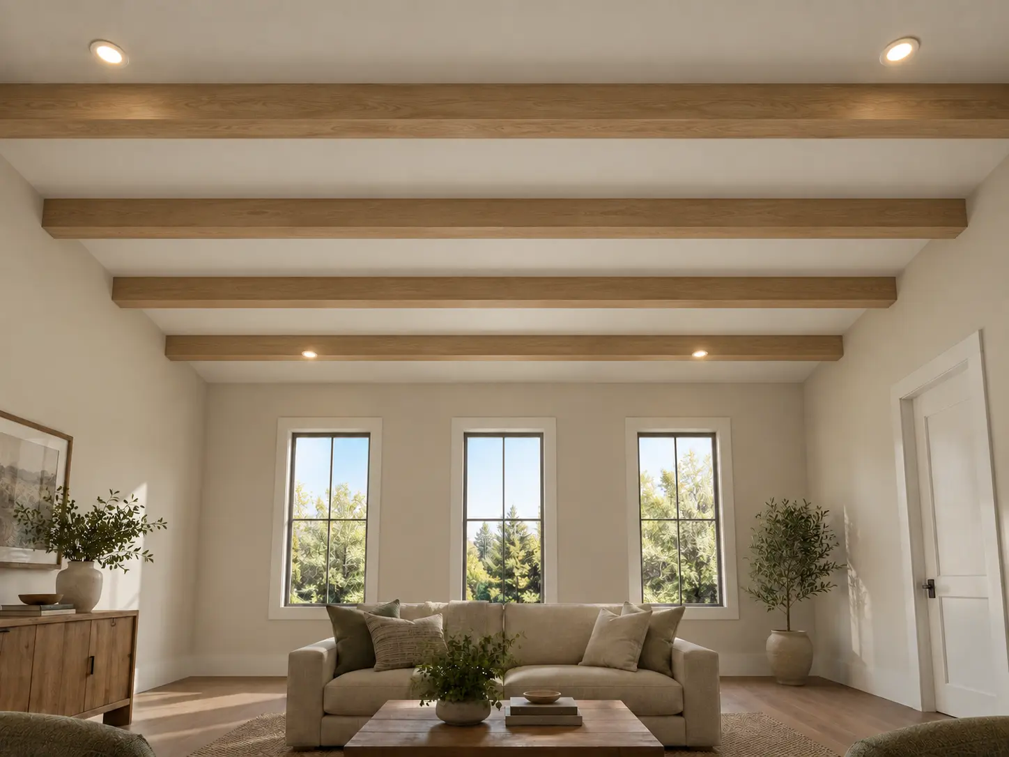 Parallel White Oak Beam Ceiling — after design concept