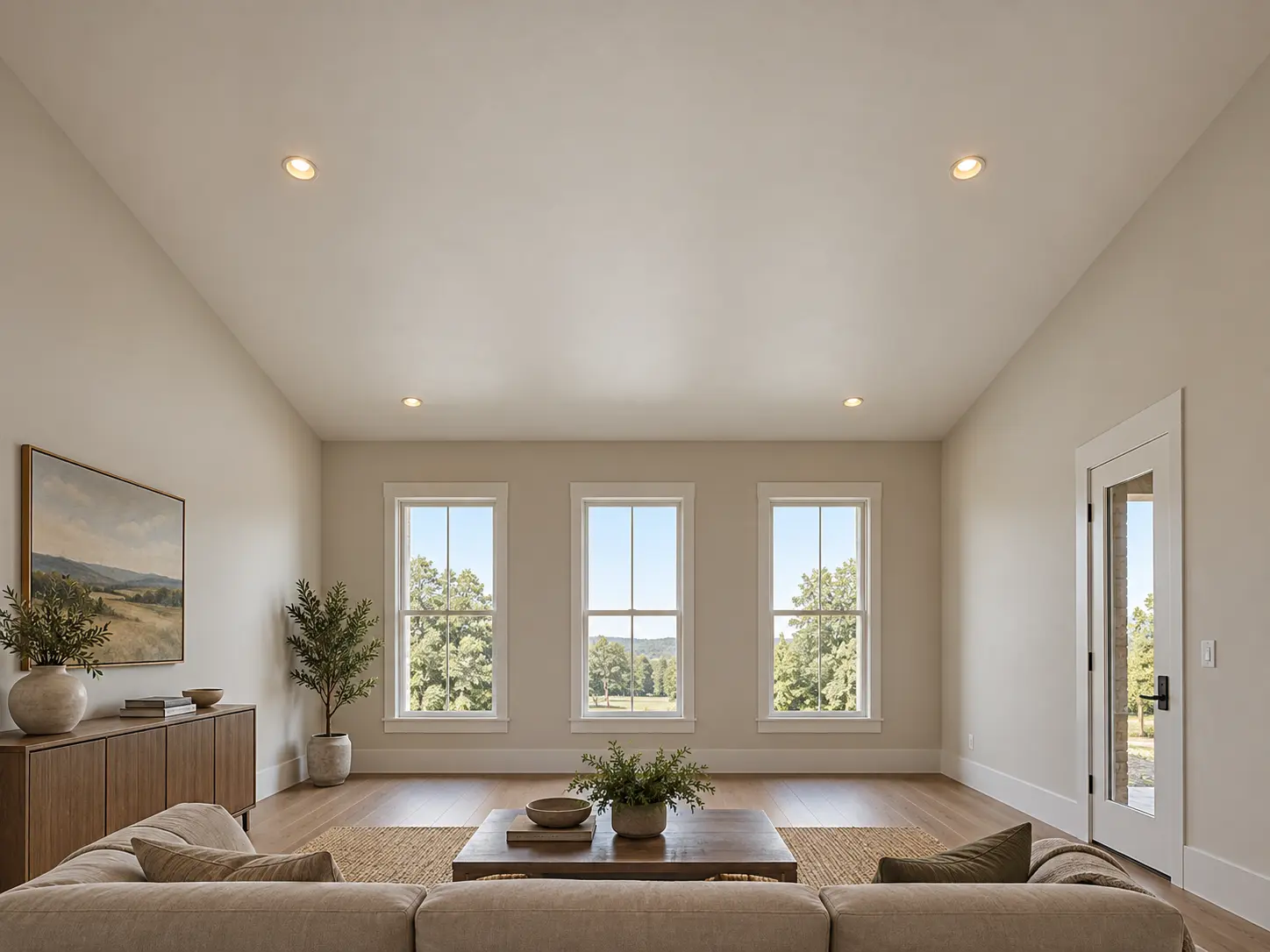 Coffered Ceiling With Plank Fields — before design concept