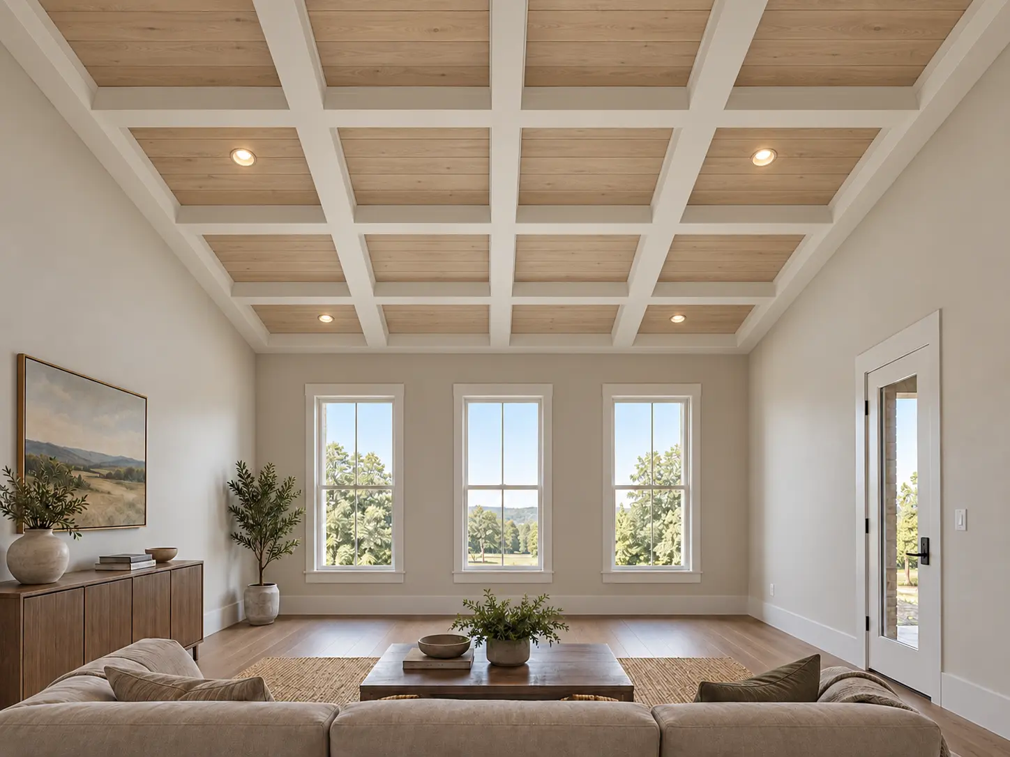 Coffered Ceiling With Plank Fields — after design concept