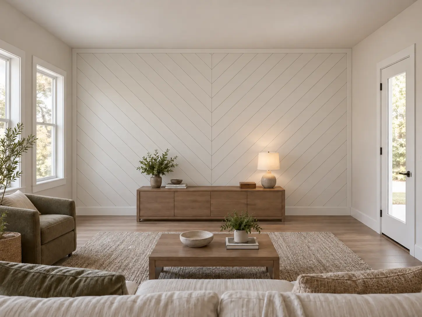 Diagonal Shiplap Accent Wall — after design concept