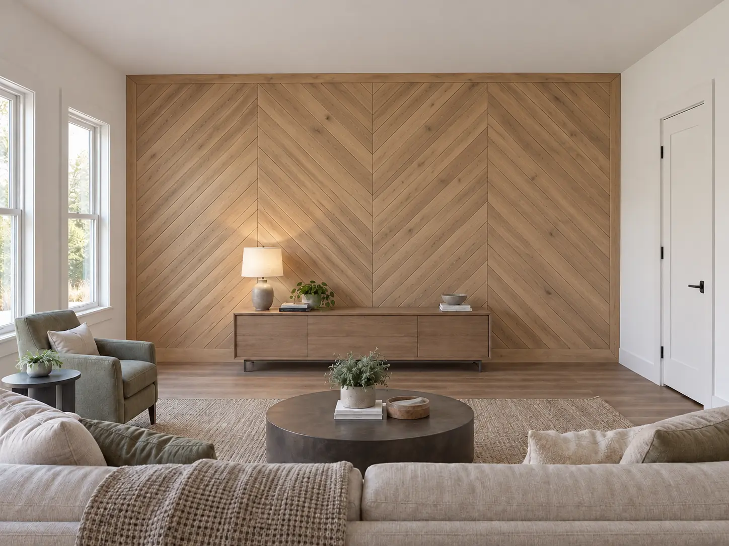 Herringbone Wood Feature Wall — after design concept