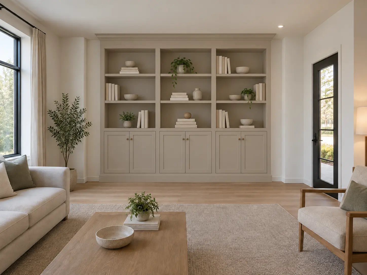 Library Wall With Base Cabinets — after design concept
