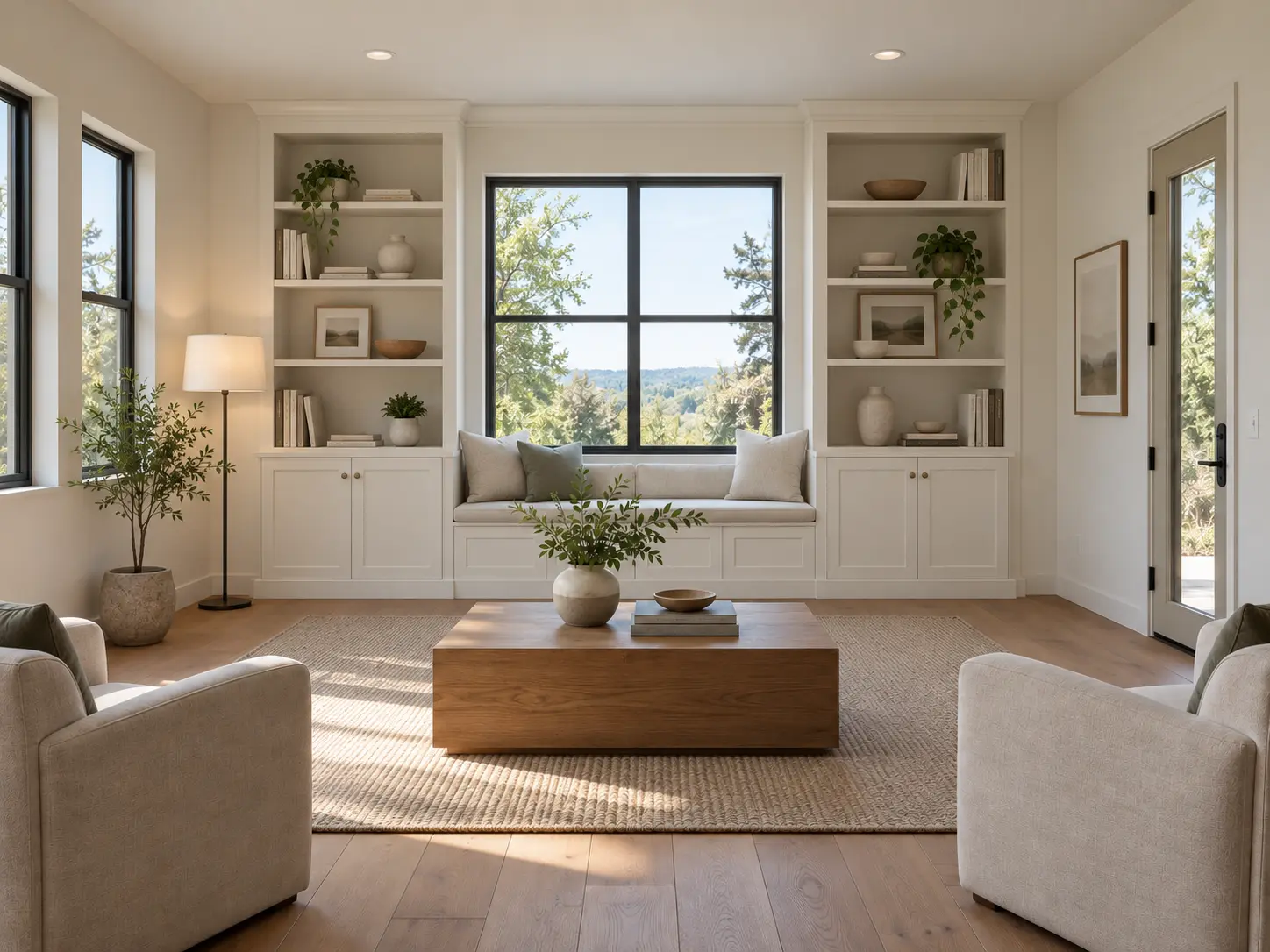 Window Seat Bookcase Wall — after design concept
