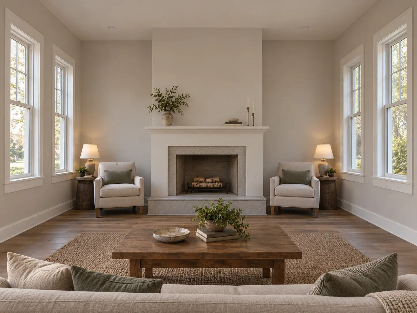 Paneled Fireplace Chimney Wall — before design concept
