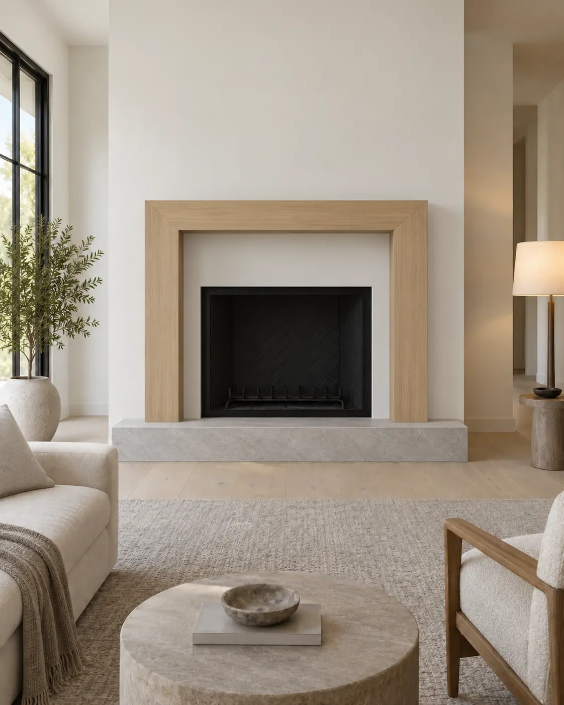 Rift Oak Waterfall Mantel — after design concept