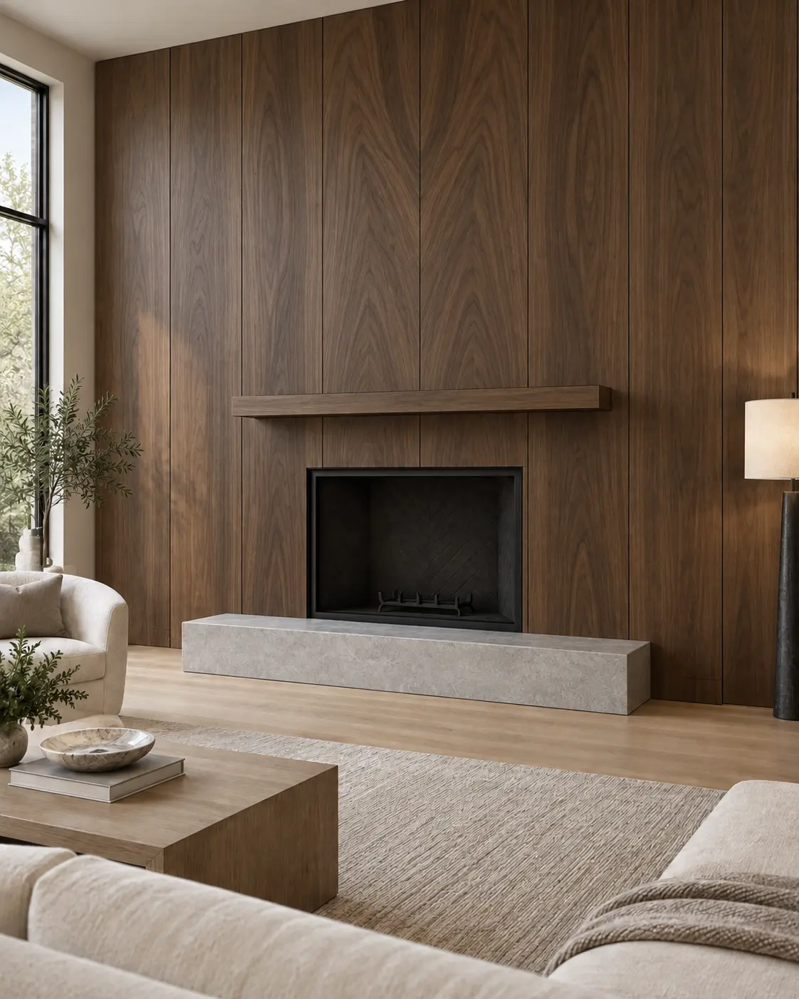 Bookmatched Walnut Wall — after design concept