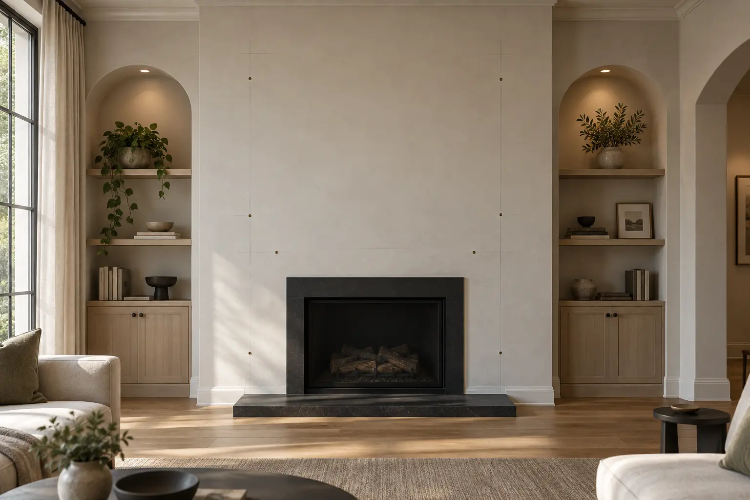 Smoked Oak Ribbed Overmantel — before design concept