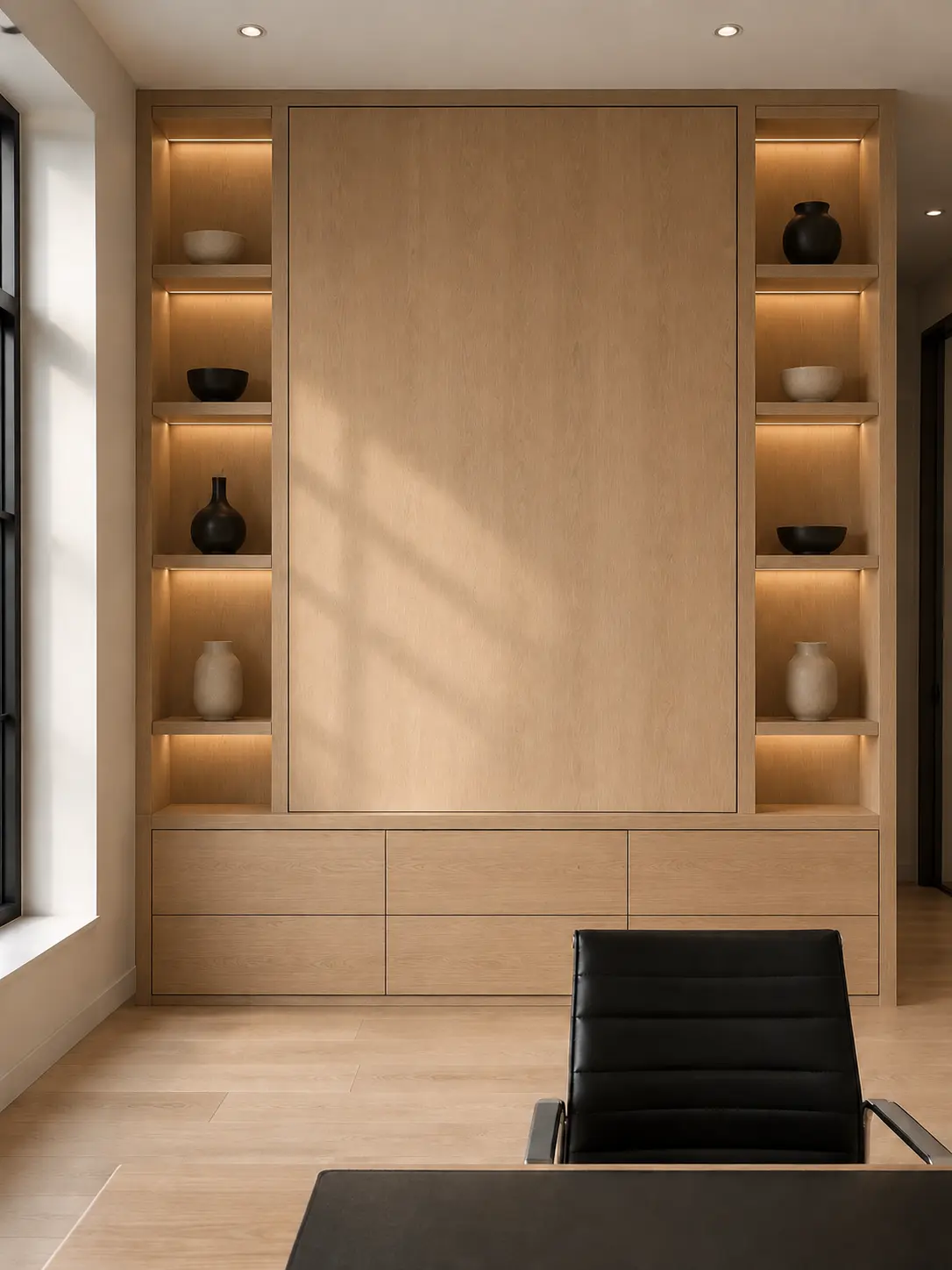 Full Built-in Library Wall — illustrative design