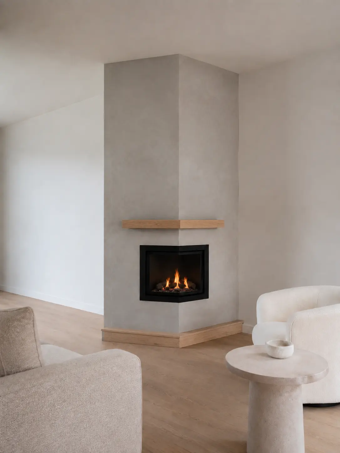 Corner Fireplace Return — illustrative design