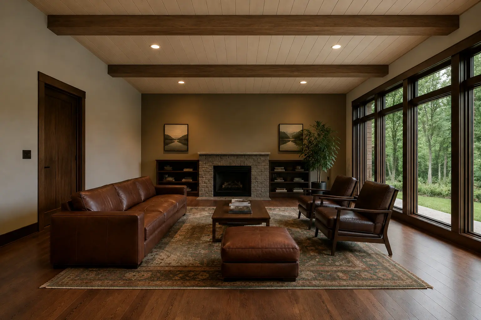 T&G Ceiling + Cross Beam — illustrative design