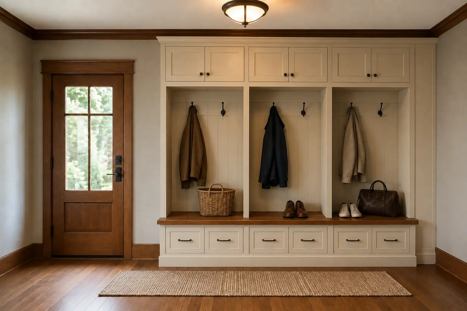 Mudroom Storage Wall — illustrative design