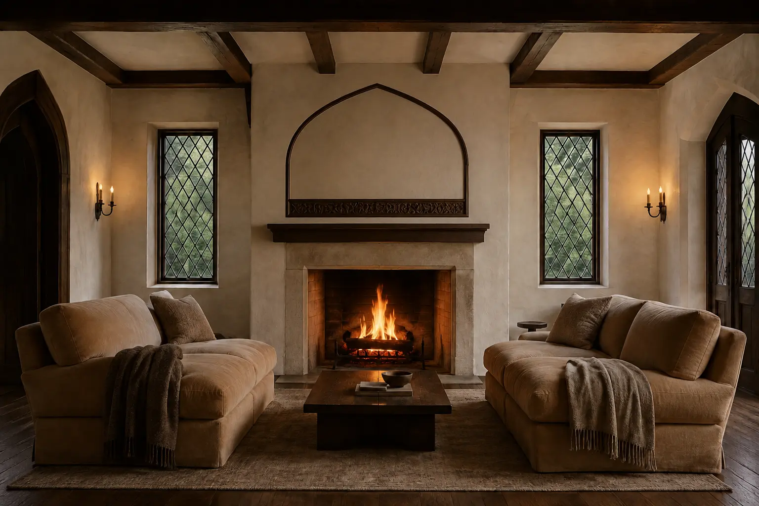 Symmetrical Fireplace Wall — illustrative design