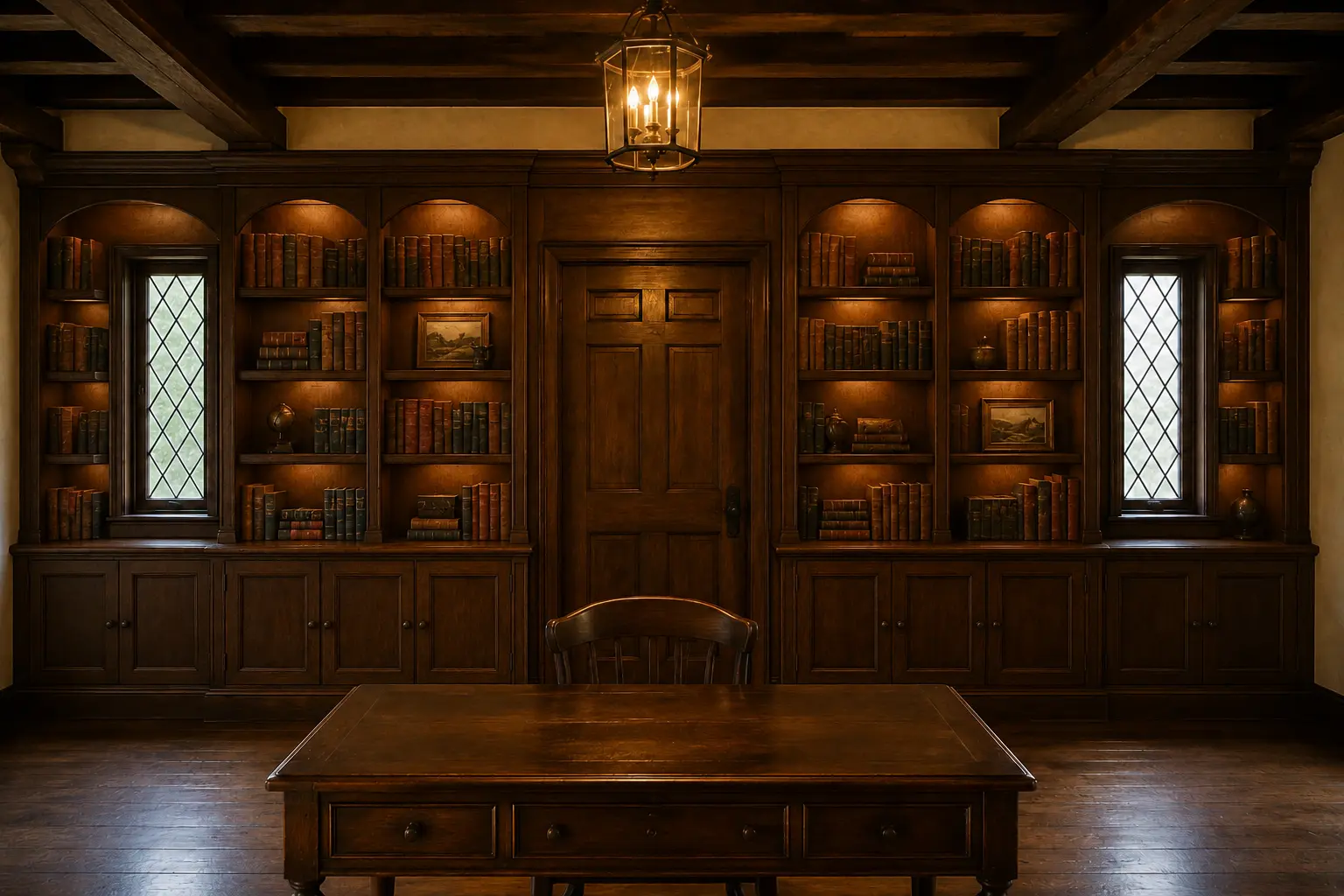 Full Built-in Library Wall — illustrative design