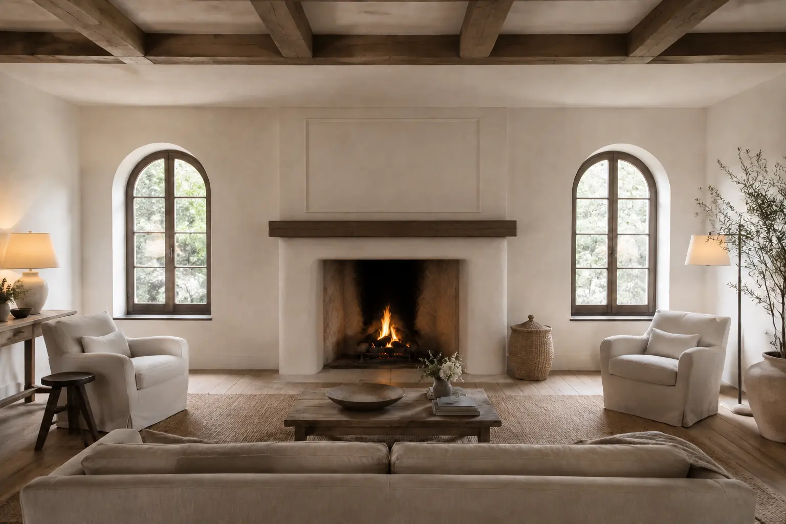Symmetrical Fireplace Wall — illustrative design