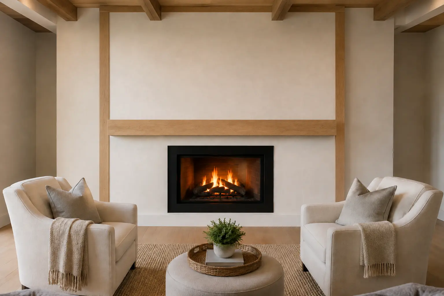 Symmetrical Fireplace Wall — illustrative design