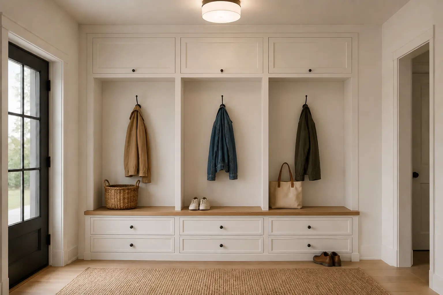 Mudroom Storage Wall — illustrative design