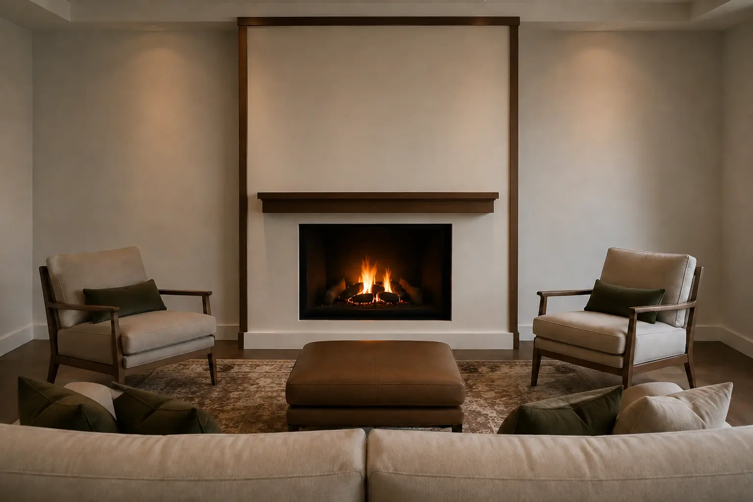 Symmetrical Fireplace Wall — illustrative design