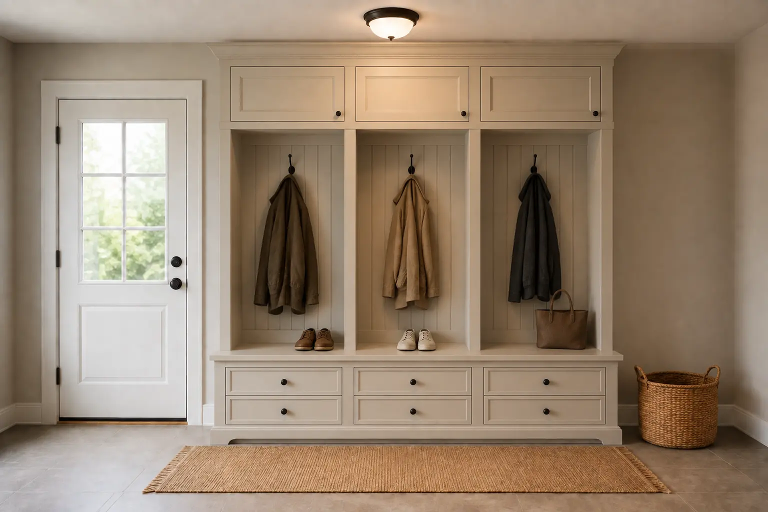 Mudroom Storage Wall — illustrative design