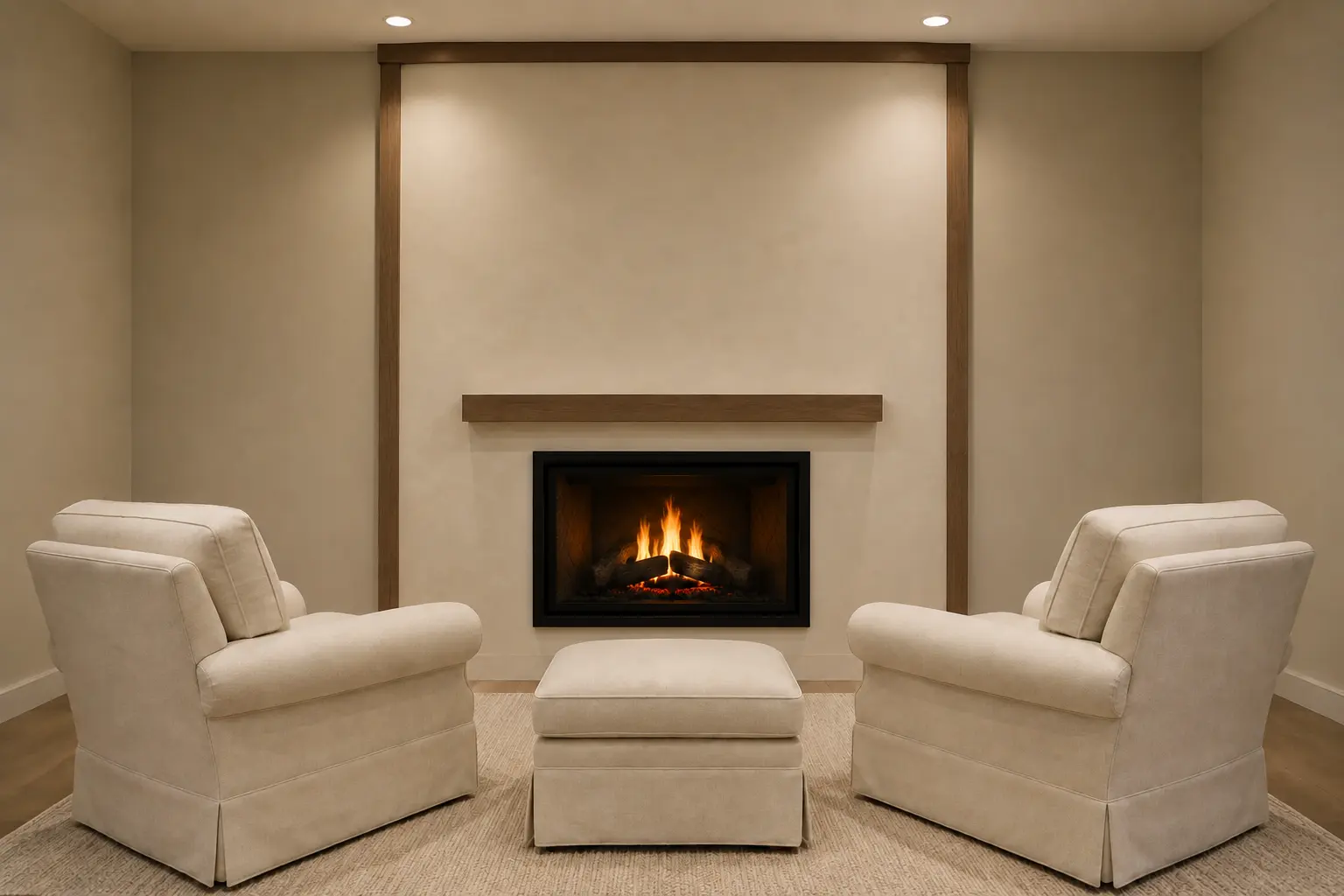 Symmetrical Fireplace Wall — illustrative design