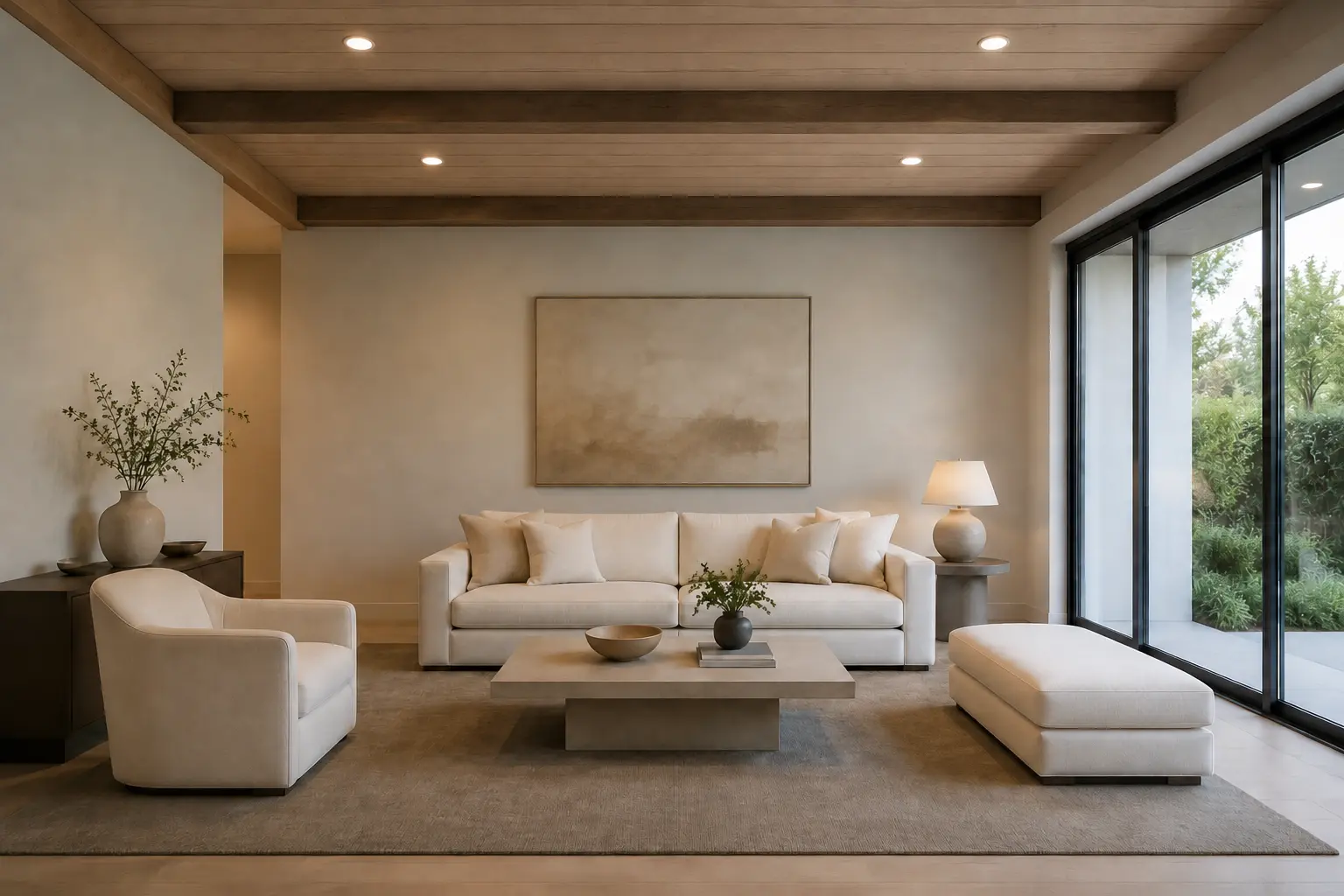 T&G Ceiling + Cross Beam — illustrative design