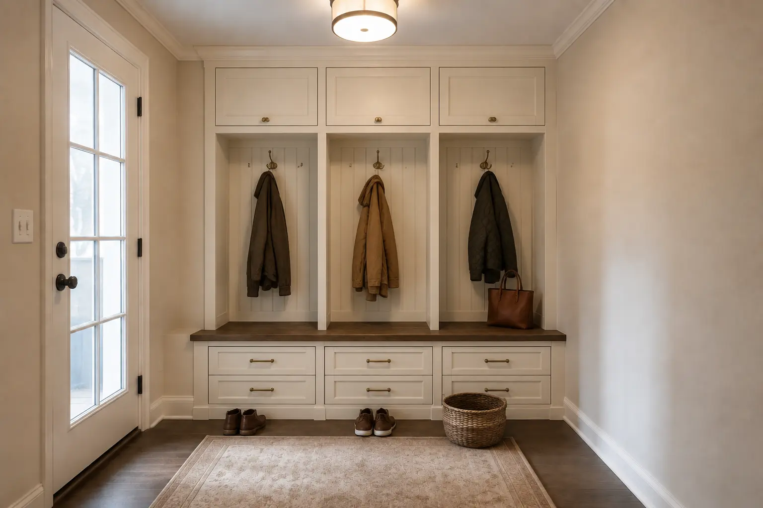 Mudroom Storage Wall — illustrative design