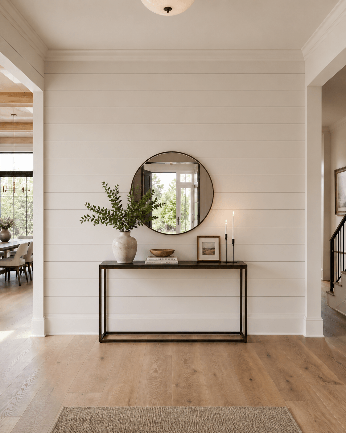 Shiplap fireplace surround — illustrative design