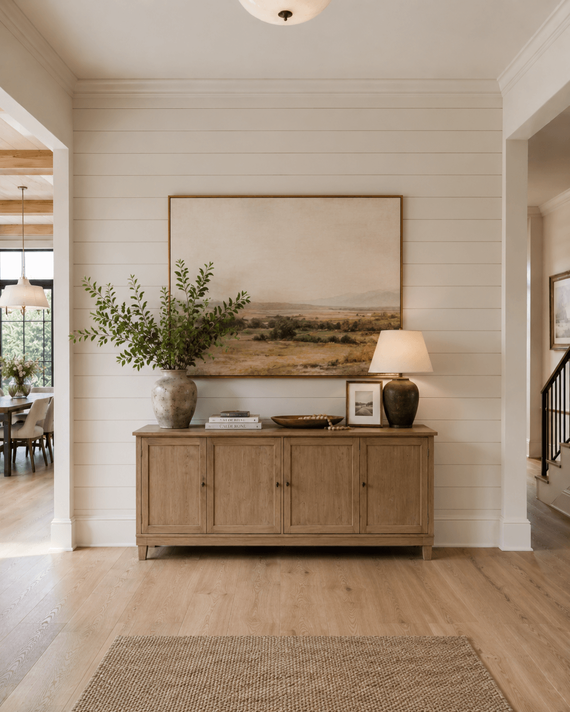 Shiplap fireplace surround — illustrative design
