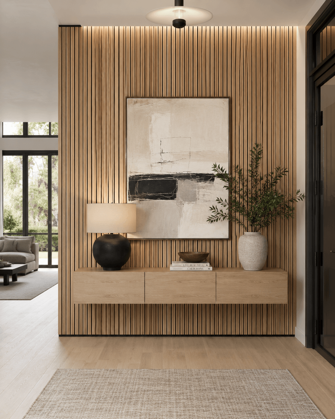 Modern vertical slat feature — illustrative design