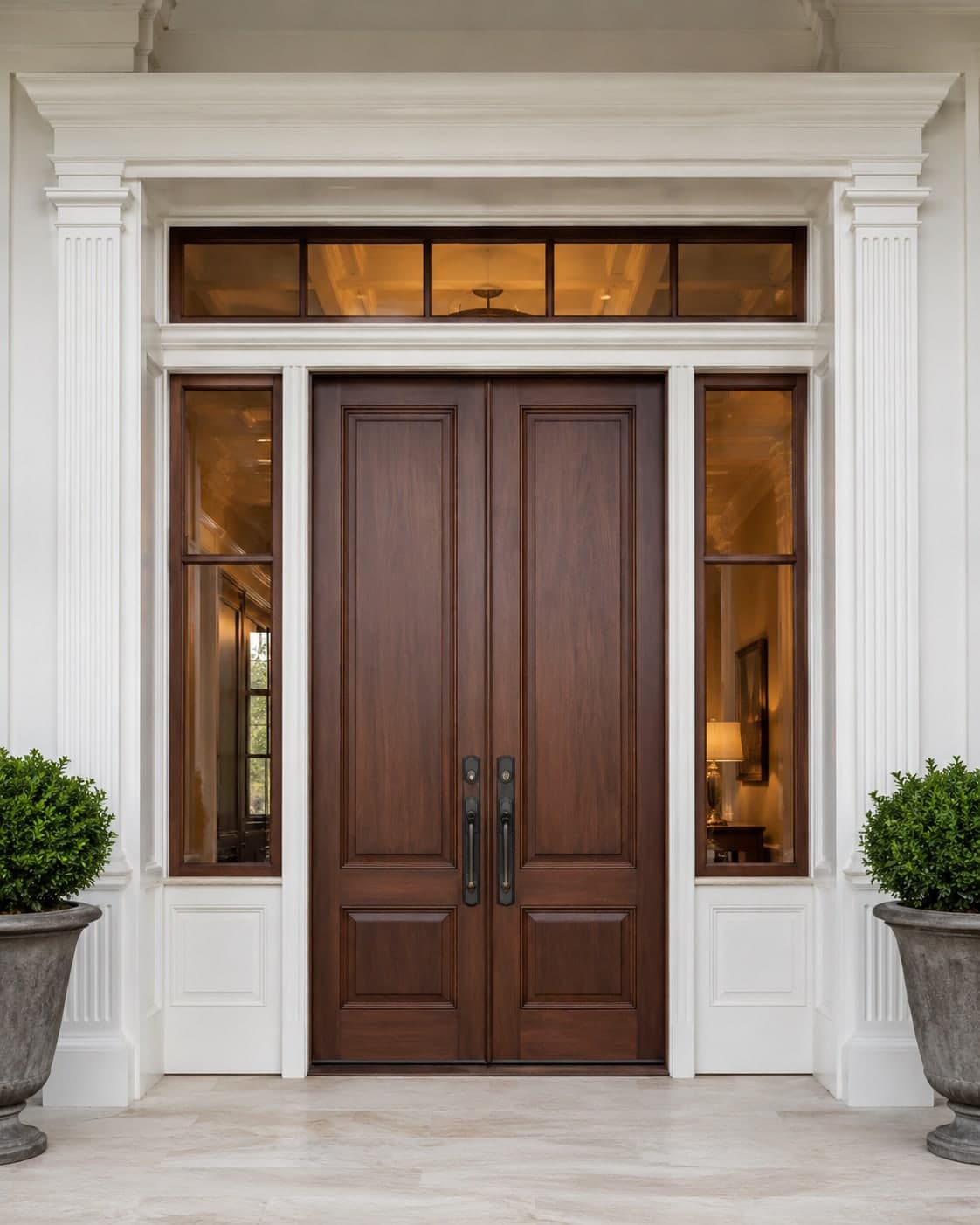 A custom entry door opening into a bright DFW home