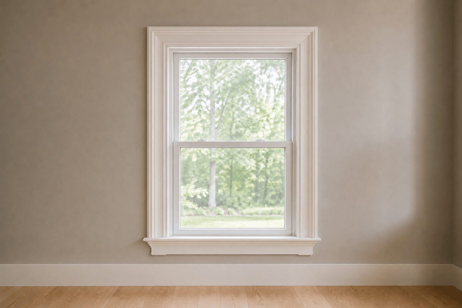 French-country curved-profile casing window casing