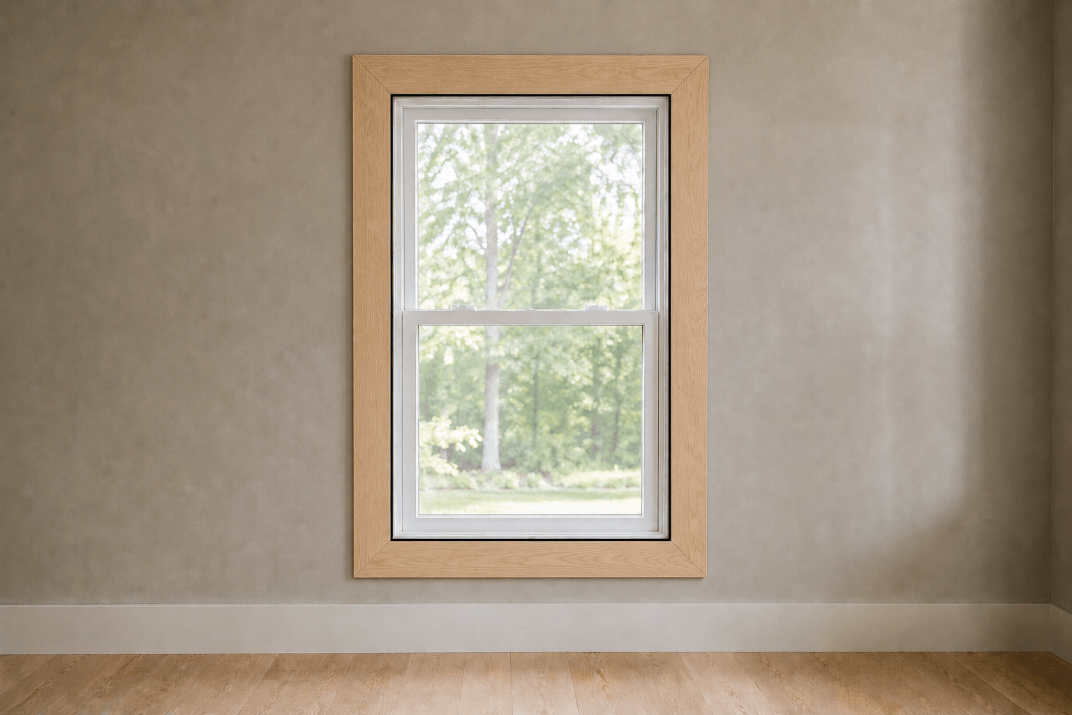 White-oak wrapped window — illustrative design