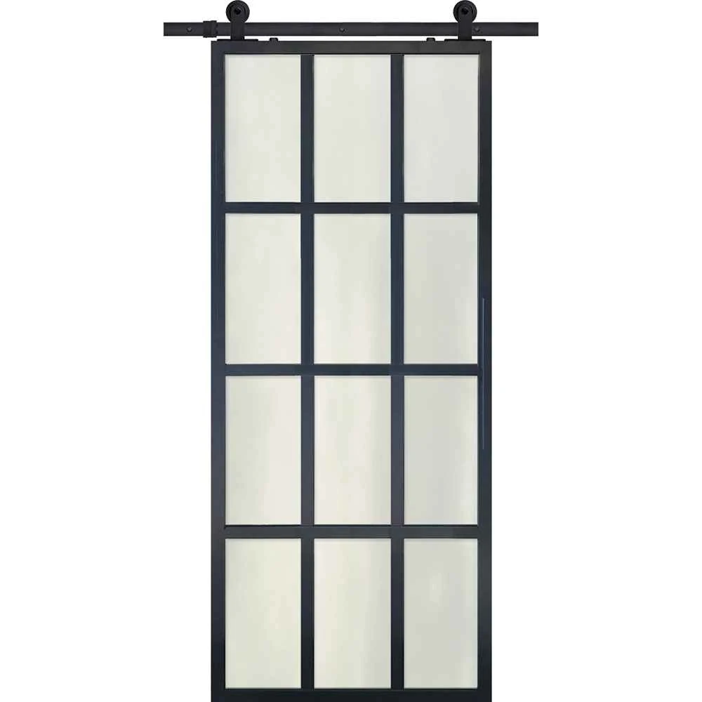 BarnCraft | 12 Lite Contemporary Metal Door | 7' Tall - BD3070LT12