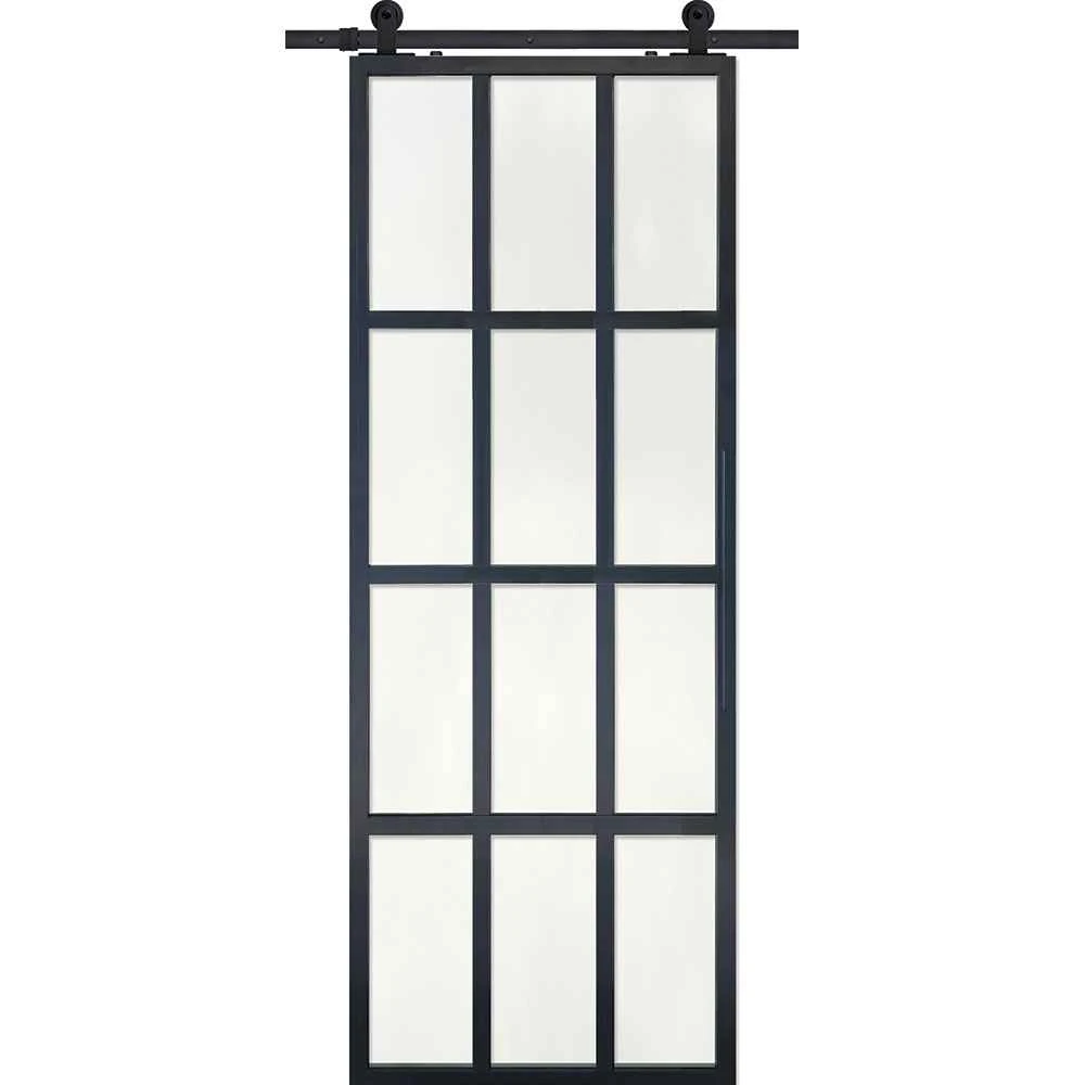 BarnCraft | 12 Lite Contemporary Metal Door | 8' Tall - BD3080LT12
