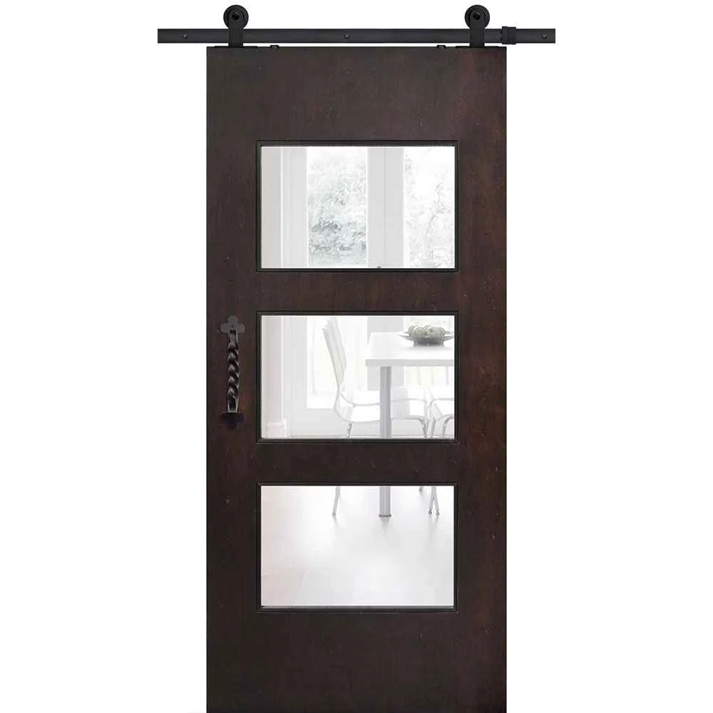 BarnCraft | 3-Lite Santa Monica Contemporary Birch Door | - BDMSM2668