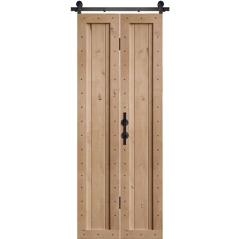 BarnCraft | Knotty Alder 1 Panel Bifold Pair - BDKA1P-BF