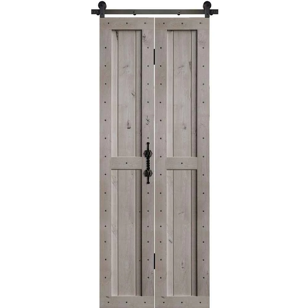 BarnCraft | Knotty Alder 2 Panel Bifold Pair - BDKA2P-BF