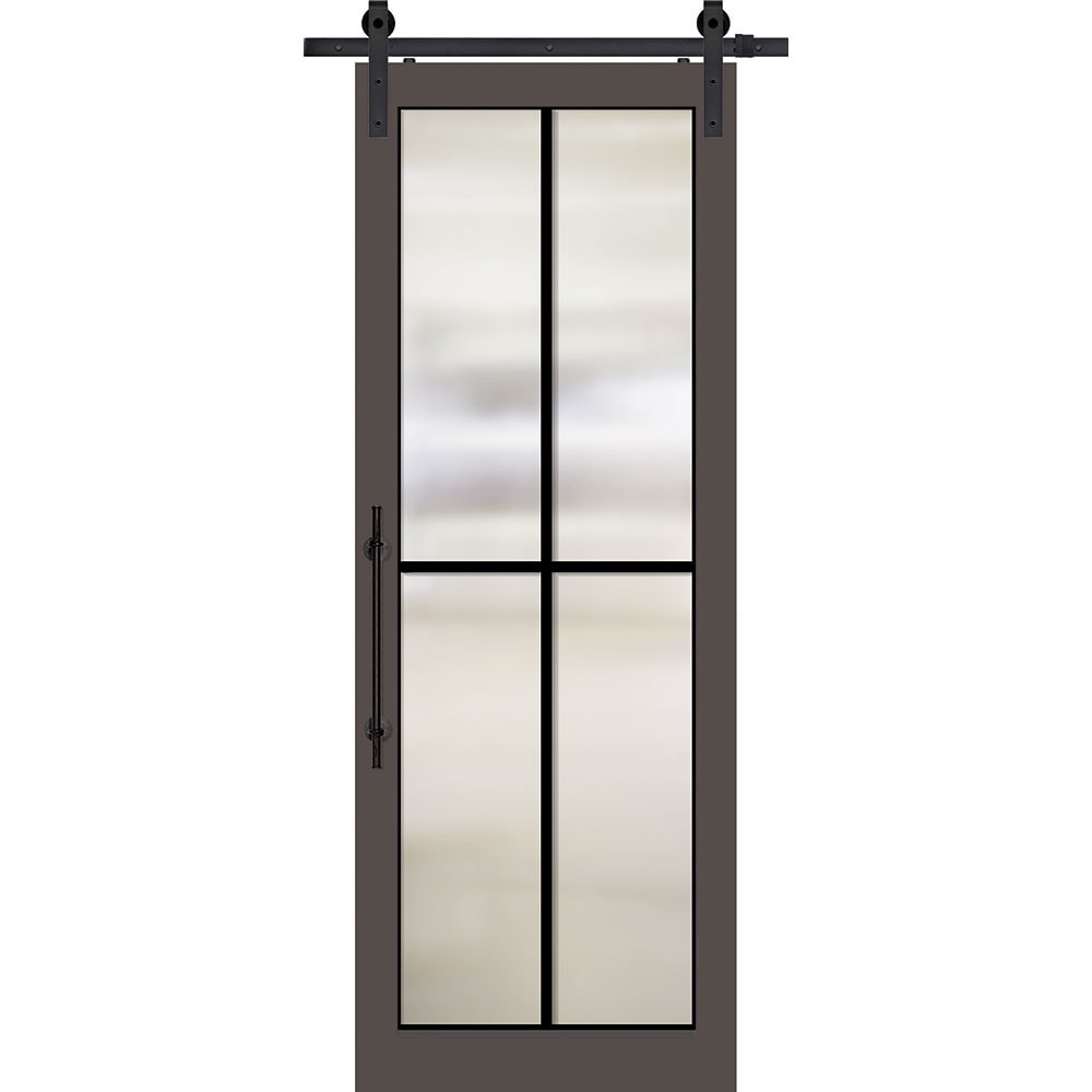 BarnCraft | 4 Lite Full Lite MDF & Glass Sliding Door | - BDMDF2868F4LT