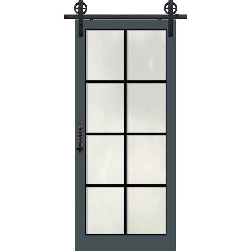 BarnCraft | 8 Lite Full Lite MDF & Glass Sliding Door | - BDMDF2868F8LT