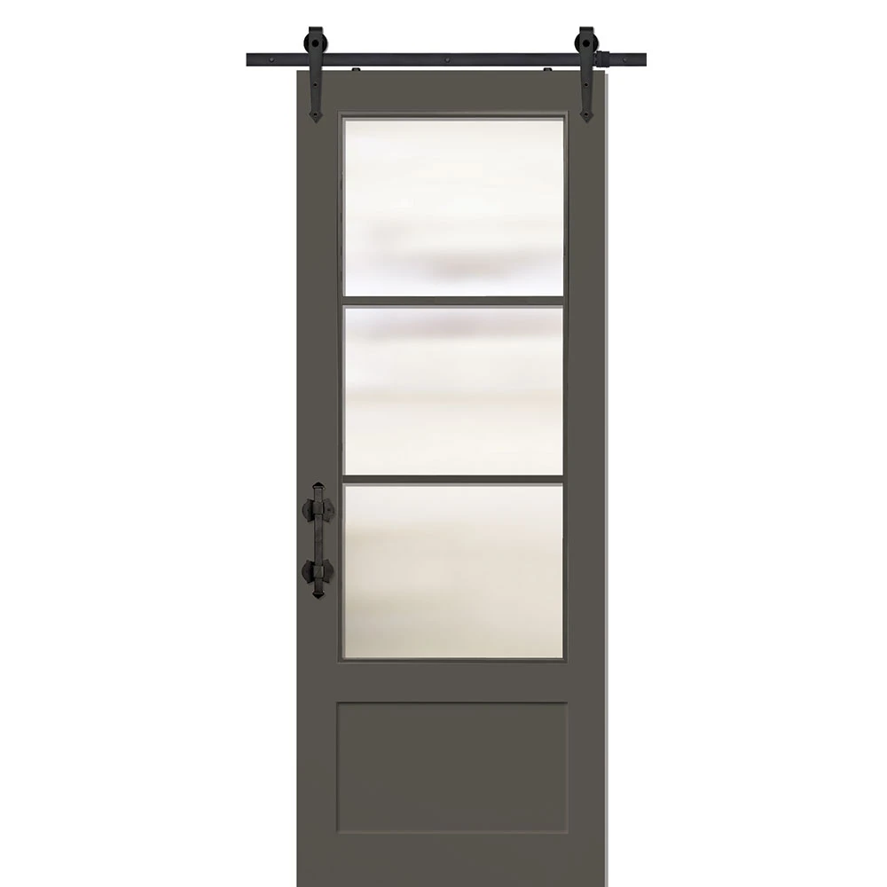 BarnCraft | 3 Lite 1 Panel MDF & Glass Sliding Door | - BDMDF2868F3LT1P