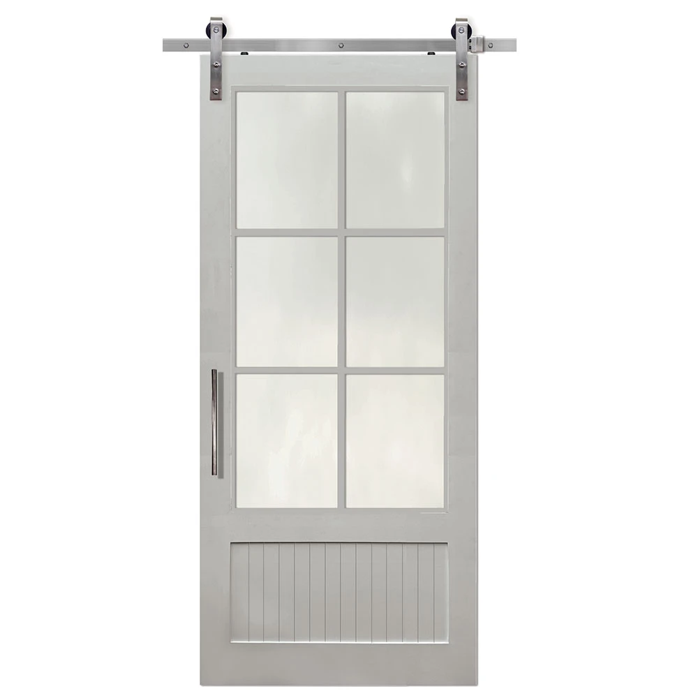 BarnCraft | 6 Lite 1 Panel MDF & Glass Sliding Door | - BDMDF2868F6LT1P