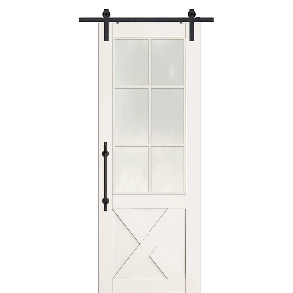 BarnCraft | 6 Lite X Panel MDF & Glass Sliding Door | - BDMDF2868F6LTX