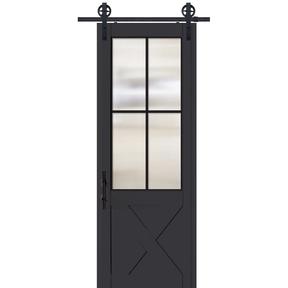 BarnCraft | 4 Lite X Panel MDF & Glass Sliding Door | - BDMDF2868F4LTX
