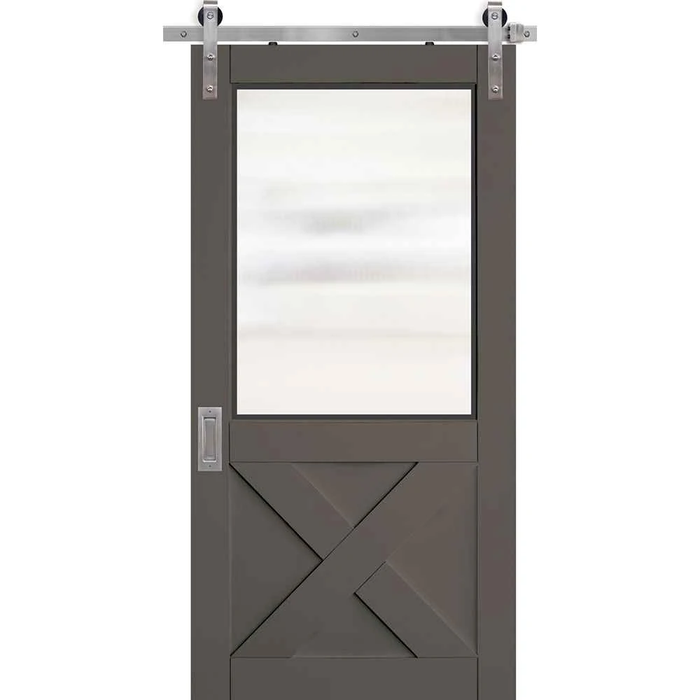 BarnCraft | 1 Lite X Panel MDF & Glass Sliding Door | - BDMDF2868F1LTX