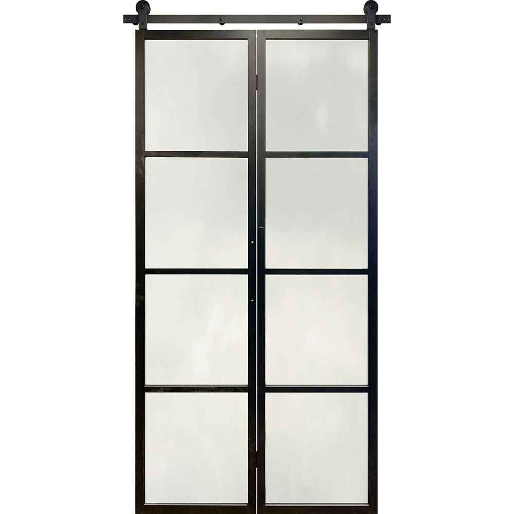 BarnCraft | 4 Lite Contemporary Metal Bifold Pair | 8' Tall - BD1680LT4